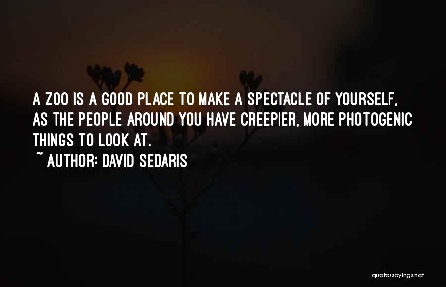 David Sedaris Quotes: A Zoo Is A Good Place To Make A Spectacle Of Yourself, As The People Around You Have Creepier, More