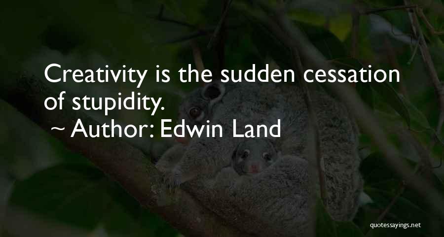 Edwin Land Quotes: Creativity Is The Sudden Cessation Of Stupidity.