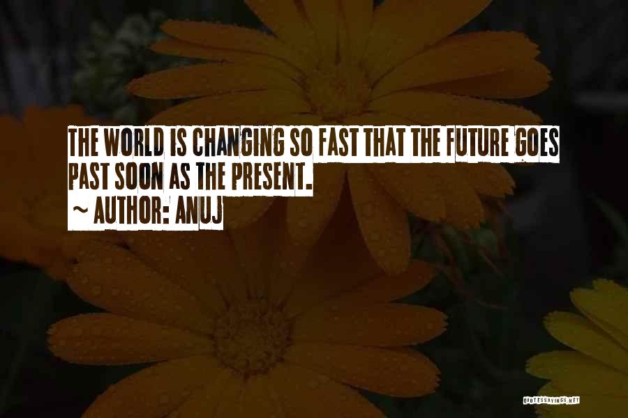 Anuj Quotes: The World Is Changing So Fast That The Future Goes Past Soon As The Present.