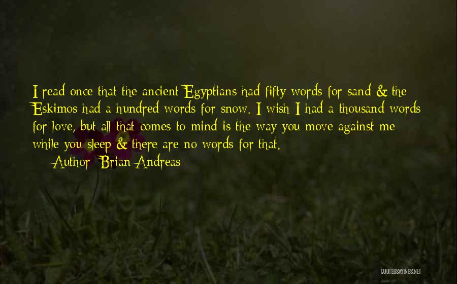 Brian Andreas Quotes: I Read Once That The Ancient Egyptians Had Fifty Words For Sand & The Eskimos Had A Hundred Words For