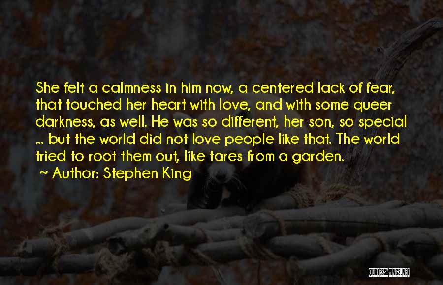 Stephen King Quotes: She Felt A Calmness In Him Now, A Centered Lack Of Fear, That Touched Her Heart With Love, And With