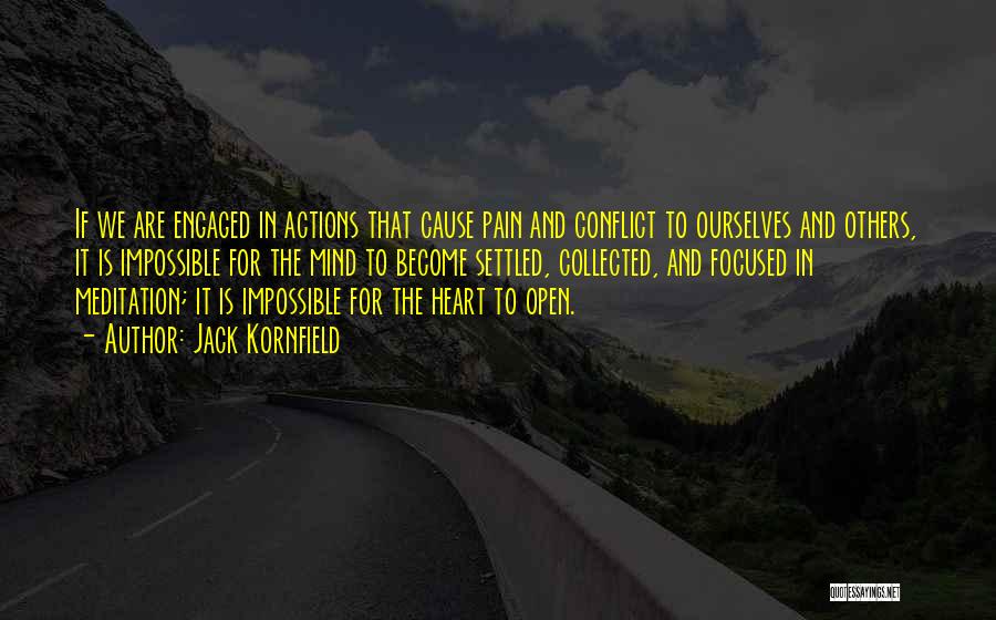 Jack Kornfield Quotes: If We Are Engaged In Actions That Cause Pain And Conflict To Ourselves And Others, It Is Impossible For The