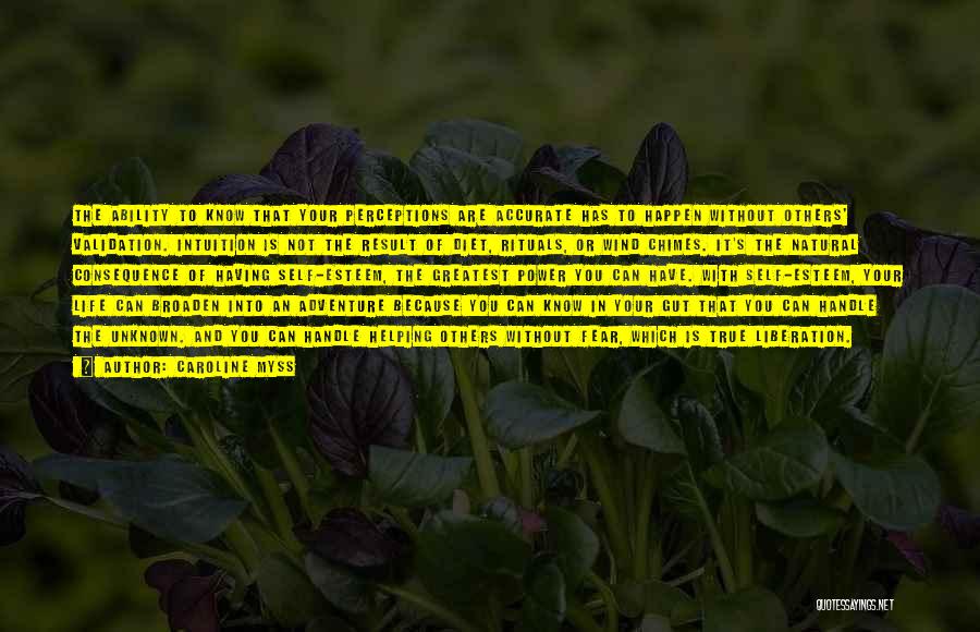 Caroline Myss Quotes: The Ability To Know That Your Perceptions Are Accurate Has To Happen Without Others' Validation. Intuition Is Not The Result