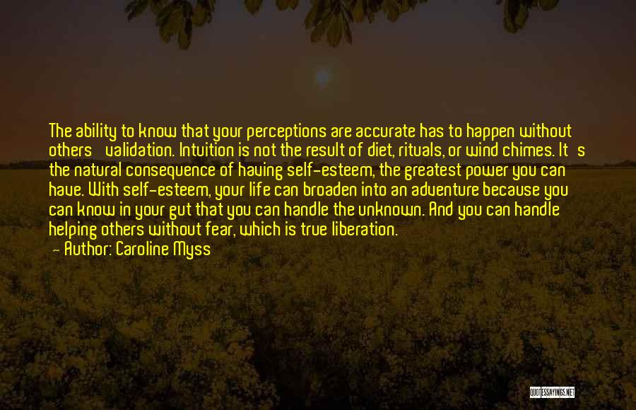 Caroline Myss Quotes: The Ability To Know That Your Perceptions Are Accurate Has To Happen Without Others' Validation. Intuition Is Not The Result