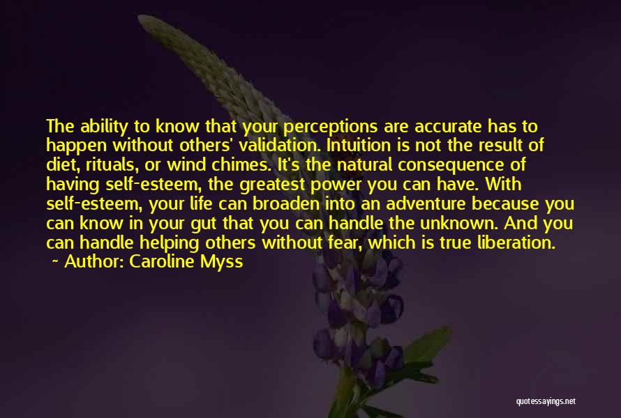 Caroline Myss Quotes: The Ability To Know That Your Perceptions Are Accurate Has To Happen Without Others' Validation. Intuition Is Not The Result