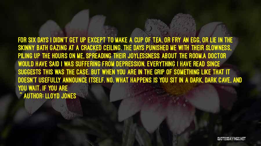 Lloyd Jones Quotes: For Six Days I Didn't Get Up Except To Make A Cup Of Tea, Or Fry An Egg, Or Lie