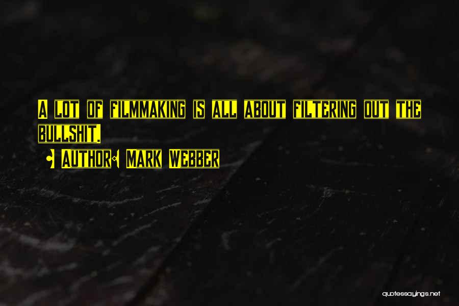 Mark Webber Quotes: A Lot Of Filmmaking Is All About Filtering Out The Bullshit.