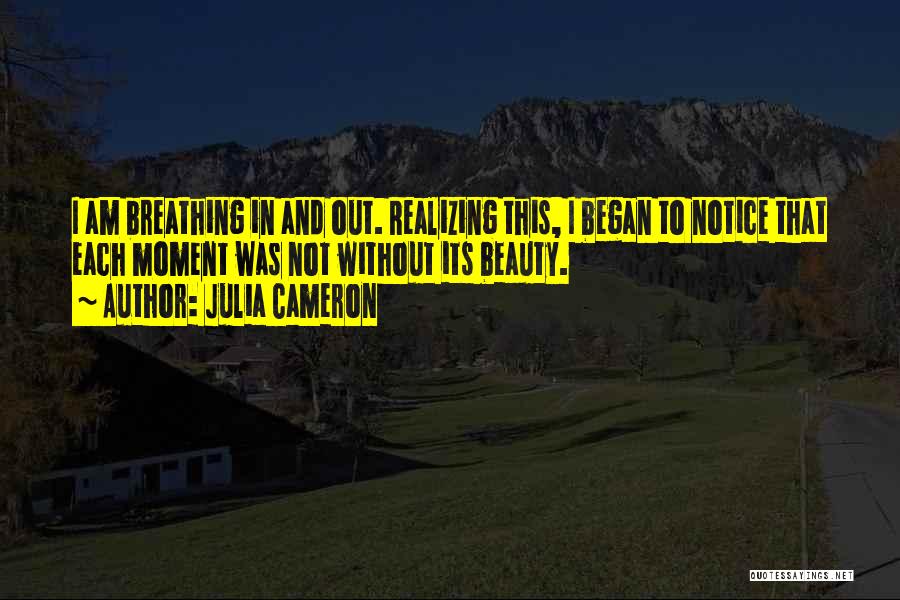 Julia Cameron Quotes: I Am Breathing In And Out. Realizing This, I Began To Notice That Each Moment Was Not Without Its Beauty.