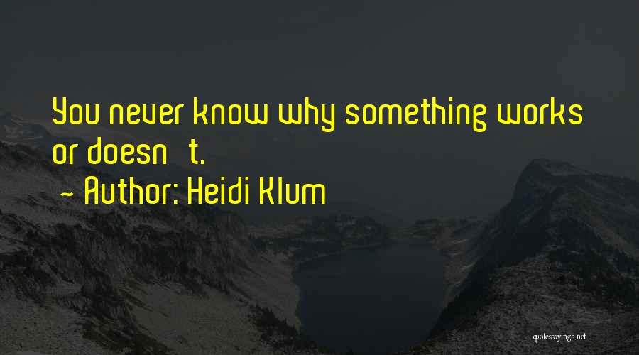 Heidi Klum Quotes: You Never Know Why Something Works Or Doesn't.