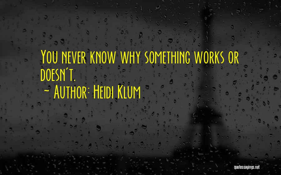 Heidi Klum Quotes: You Never Know Why Something Works Or Doesn't.