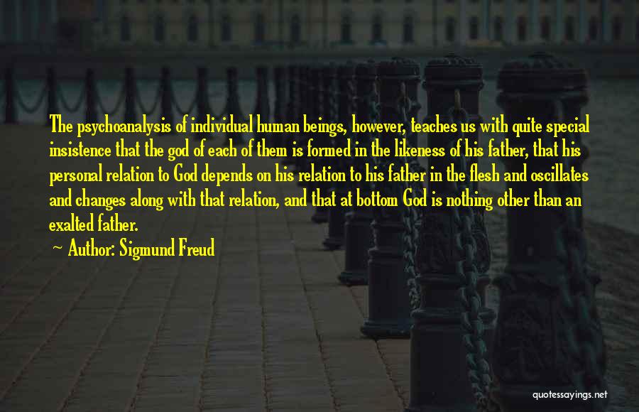 Sigmund Freud Quotes: The Psychoanalysis Of Individual Human Beings, However, Teaches Us With Quite Special Insistence That The God Of Each Of Them