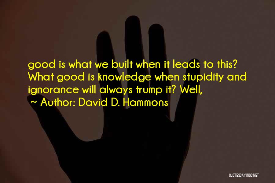 David D. Hammons Quotes: Good Is What We Built When It Leads To This? What Good Is Knowledge When Stupidity And Ignorance Will Always