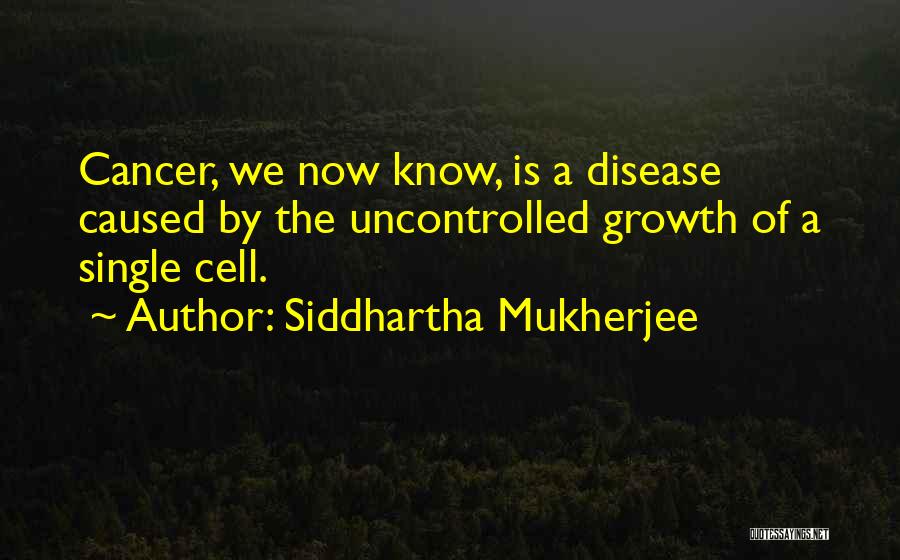 Siddhartha Mukherjee Quotes: Cancer, We Now Know, Is A Disease Caused By The Uncontrolled Growth Of A Single Cell.
