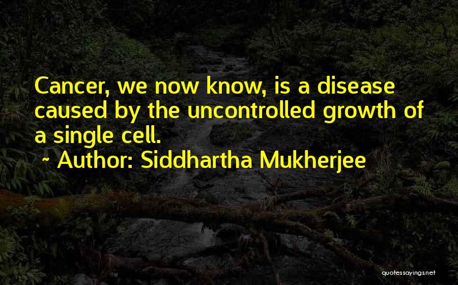 Siddhartha Mukherjee Quotes: Cancer, We Now Know, Is A Disease Caused By The Uncontrolled Growth Of A Single Cell.