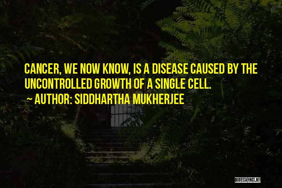 Siddhartha Mukherjee Quotes: Cancer, We Now Know, Is A Disease Caused By The Uncontrolled Growth Of A Single Cell.