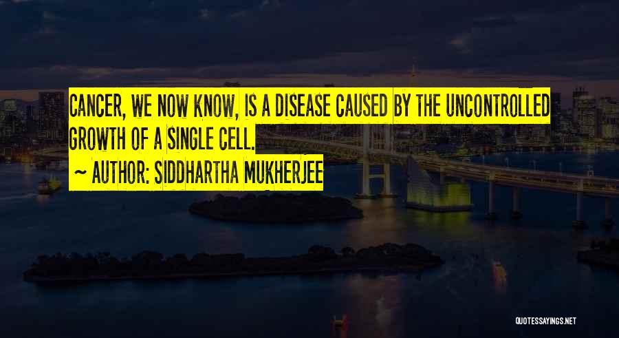 Siddhartha Mukherjee Quotes: Cancer, We Now Know, Is A Disease Caused By The Uncontrolled Growth Of A Single Cell.