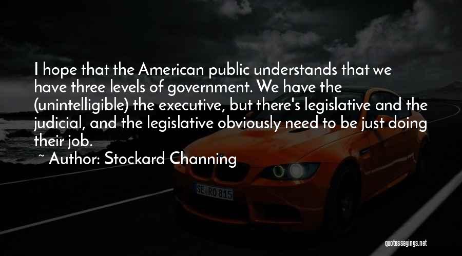 Stockard Channing Quotes: I Hope That The American Public Understands That We Have Three Levels Of Government. We Have The (unintelligible) The Executive,