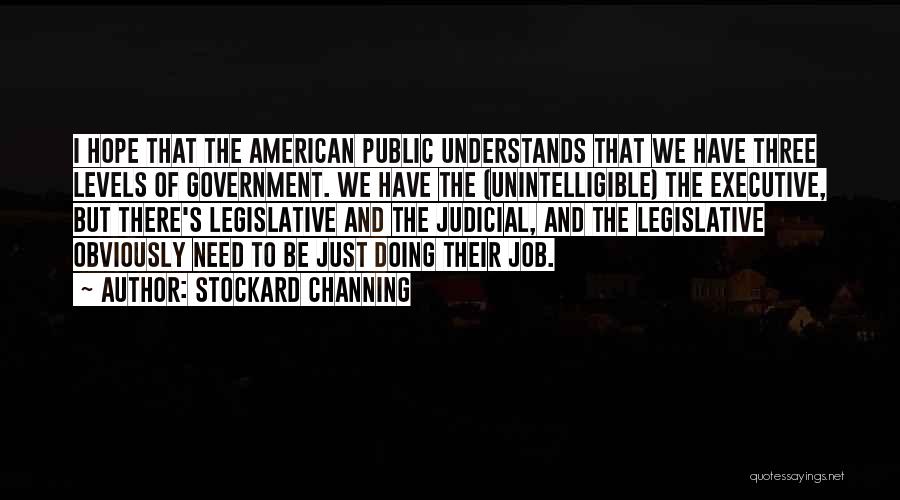 Stockard Channing Quotes: I Hope That The American Public Understands That We Have Three Levels Of Government. We Have The (unintelligible) The Executive,