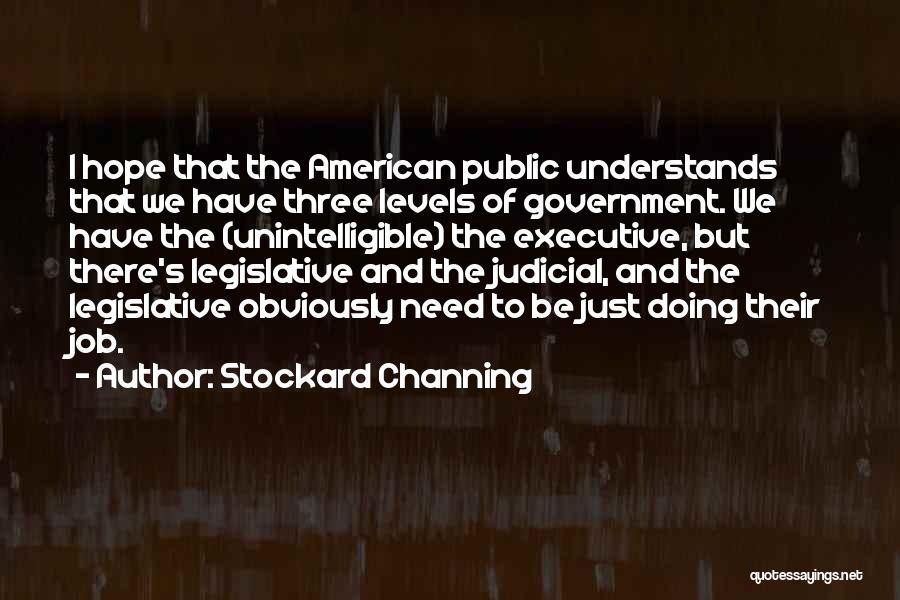 Stockard Channing Quotes: I Hope That The American Public Understands That We Have Three Levels Of Government. We Have The (unintelligible) The Executive,