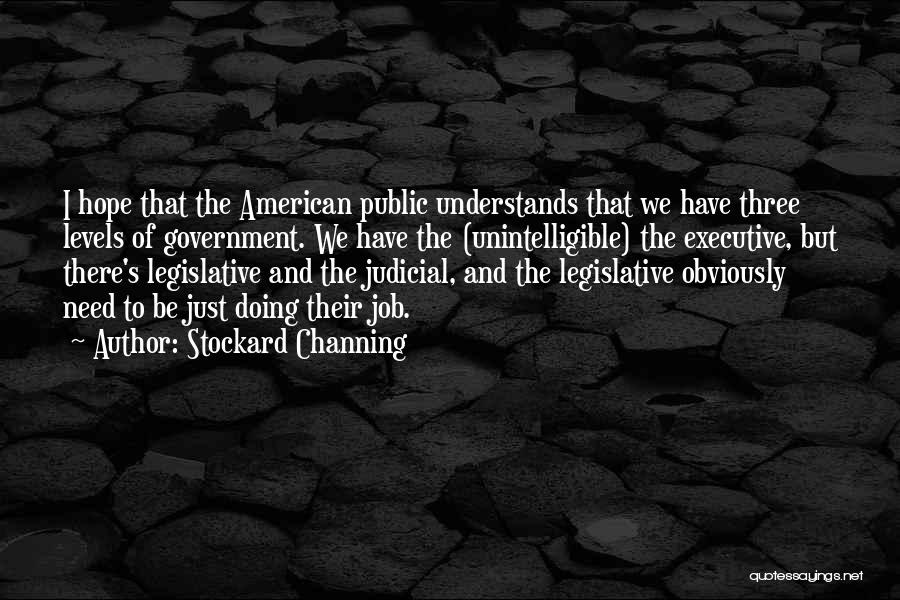 Stockard Channing Quotes: I Hope That The American Public Understands That We Have Three Levels Of Government. We Have The (unintelligible) The Executive,