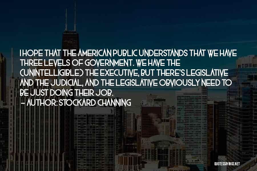 Stockard Channing Quotes: I Hope That The American Public Understands That We Have Three Levels Of Government. We Have The (unintelligible) The Executive,
