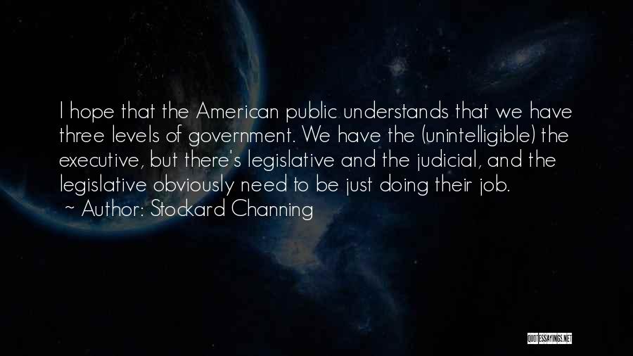 Stockard Channing Quotes: I Hope That The American Public Understands That We Have Three Levels Of Government. We Have The (unintelligible) The Executive,