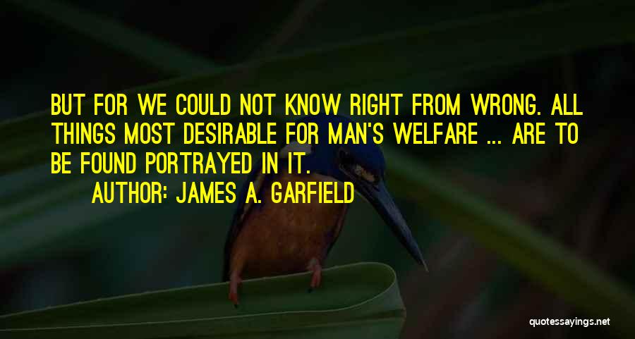 James A. Garfield Quotes: But For We Could Not Know Right From Wrong. All Things Most Desirable For Man's Welfare ... Are To Be