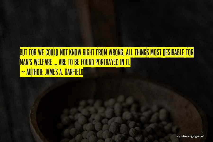 James A. Garfield Quotes: But For We Could Not Know Right From Wrong. All Things Most Desirable For Man's Welfare ... Are To Be