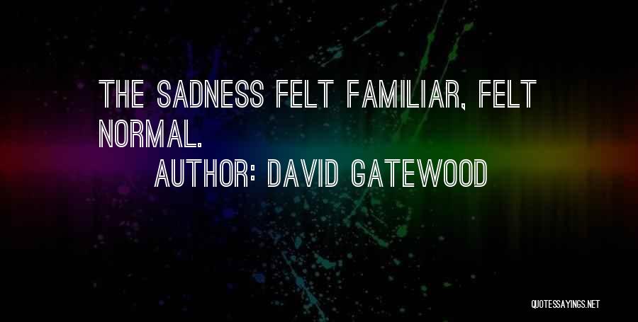 David Gatewood Quotes: The Sadness Felt Familiar, Felt Normal.