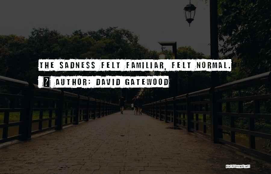 David Gatewood Quotes: The Sadness Felt Familiar, Felt Normal.