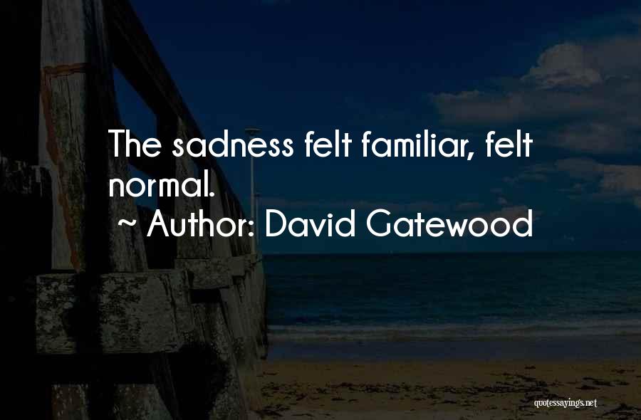 David Gatewood Quotes: The Sadness Felt Familiar, Felt Normal.