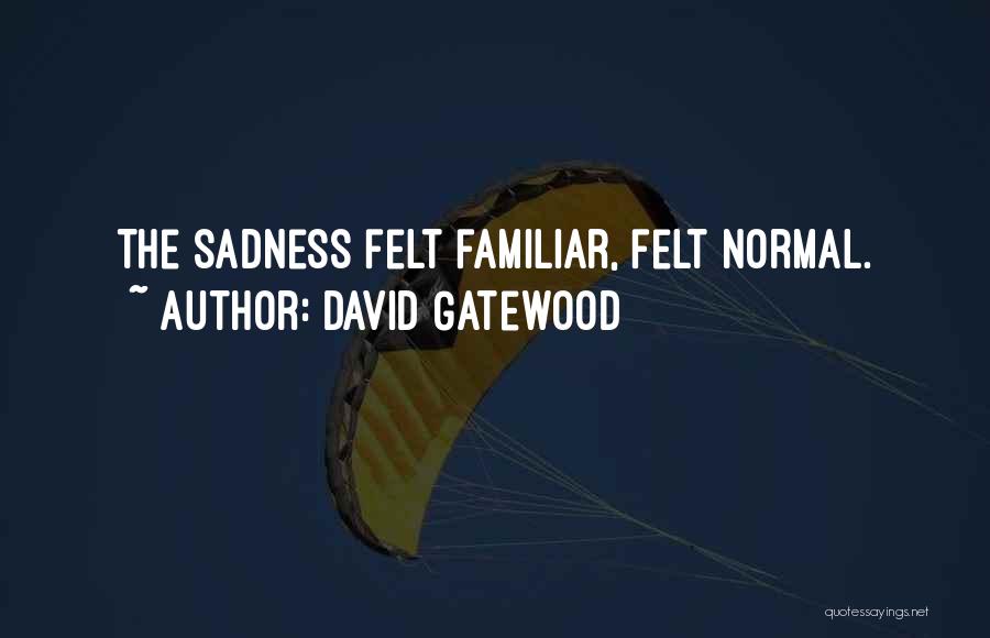 David Gatewood Quotes: The Sadness Felt Familiar, Felt Normal.