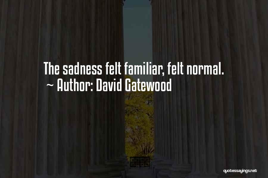 David Gatewood Quotes: The Sadness Felt Familiar, Felt Normal.