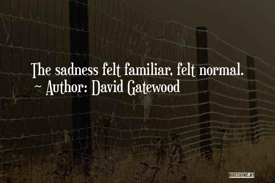 David Gatewood Quotes: The Sadness Felt Familiar, Felt Normal.