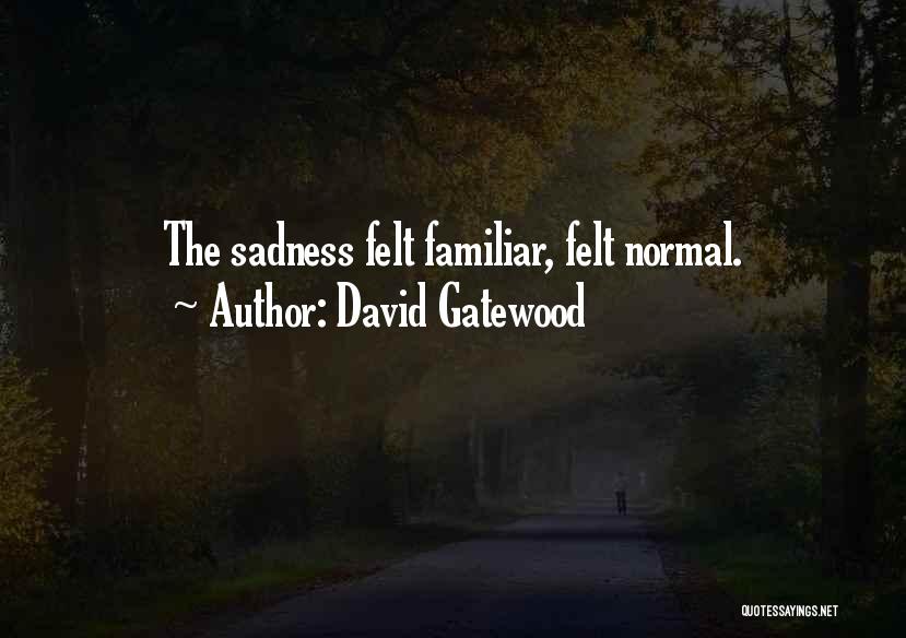 David Gatewood Quotes: The Sadness Felt Familiar, Felt Normal.