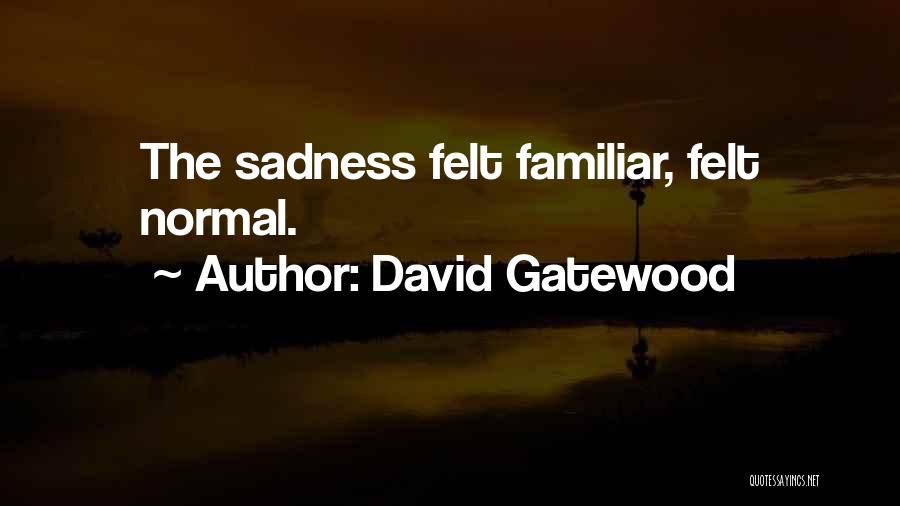 David Gatewood Quotes: The Sadness Felt Familiar, Felt Normal.
