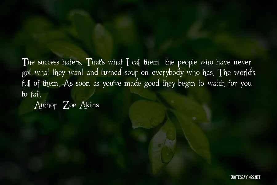 Zoe Akins Quotes: The Success-haters. That's What I Call Them The People Who Have Never Got What They Want And Turned Sour On