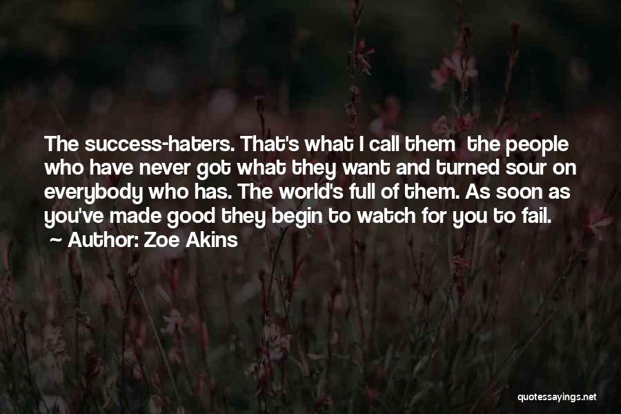 Zoe Akins Quotes: The Success-haters. That's What I Call Them The People Who Have Never Got What They Want And Turned Sour On