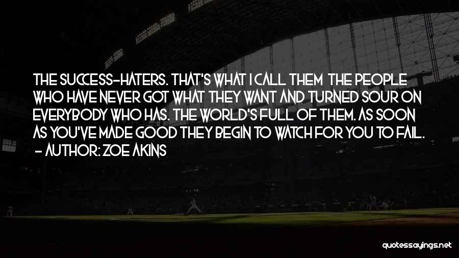 Zoe Akins Quotes: The Success-haters. That's What I Call Them The People Who Have Never Got What They Want And Turned Sour On