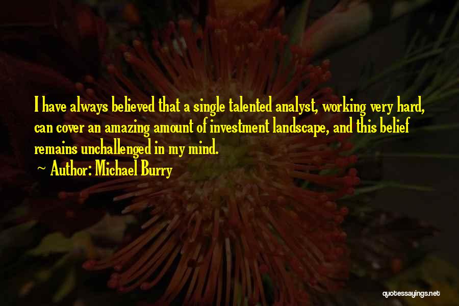 Michael Burry Quotes: I Have Always Believed That A Single Talented Analyst, Working Very Hard, Can Cover An Amazing Amount Of Investment Landscape,