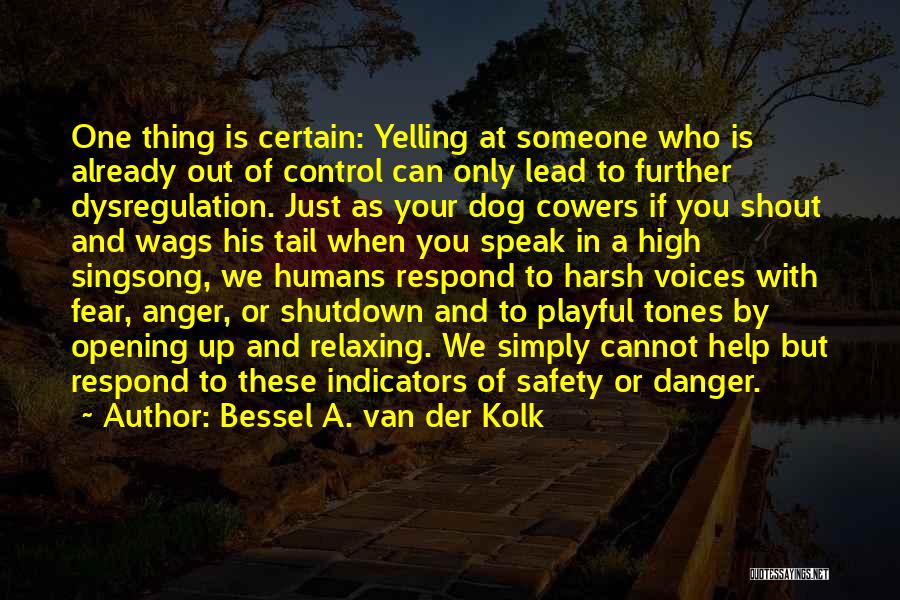 Bessel A. Van Der Kolk Quotes: One Thing Is Certain: Yelling At Someone Who Is Already Out Of Control Can Only Lead To Further Dysregulation. Just