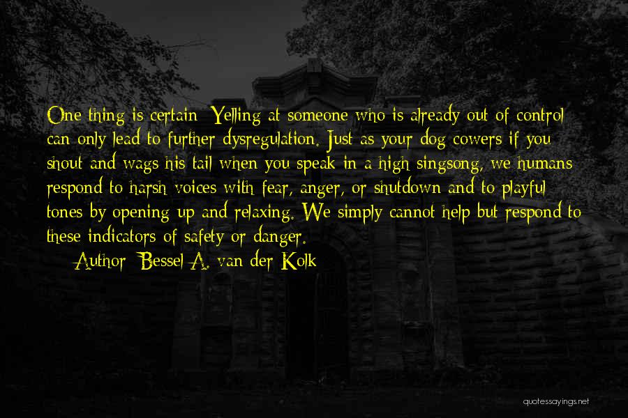 Bessel A. Van Der Kolk Quotes: One Thing Is Certain: Yelling At Someone Who Is Already Out Of Control Can Only Lead To Further Dysregulation. Just