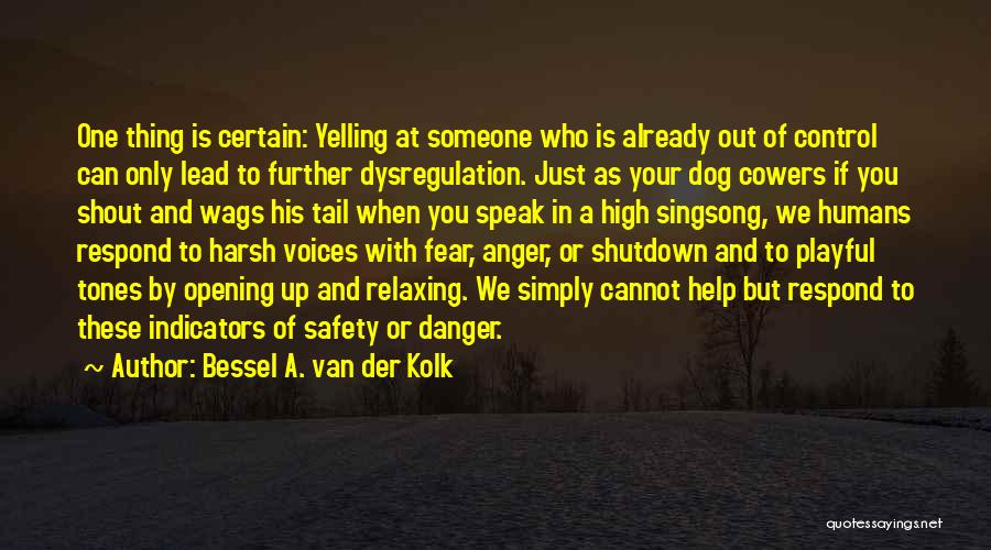 Bessel A. Van Der Kolk Quotes: One Thing Is Certain: Yelling At Someone Who Is Already Out Of Control Can Only Lead To Further Dysregulation. Just