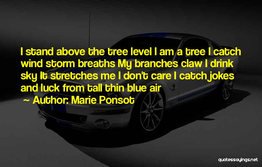 Marie Ponsot Quotes: I Stand Above The Tree Level I Am A Tree I Catch Wind Storm Breaths My Branches Claw I Drink