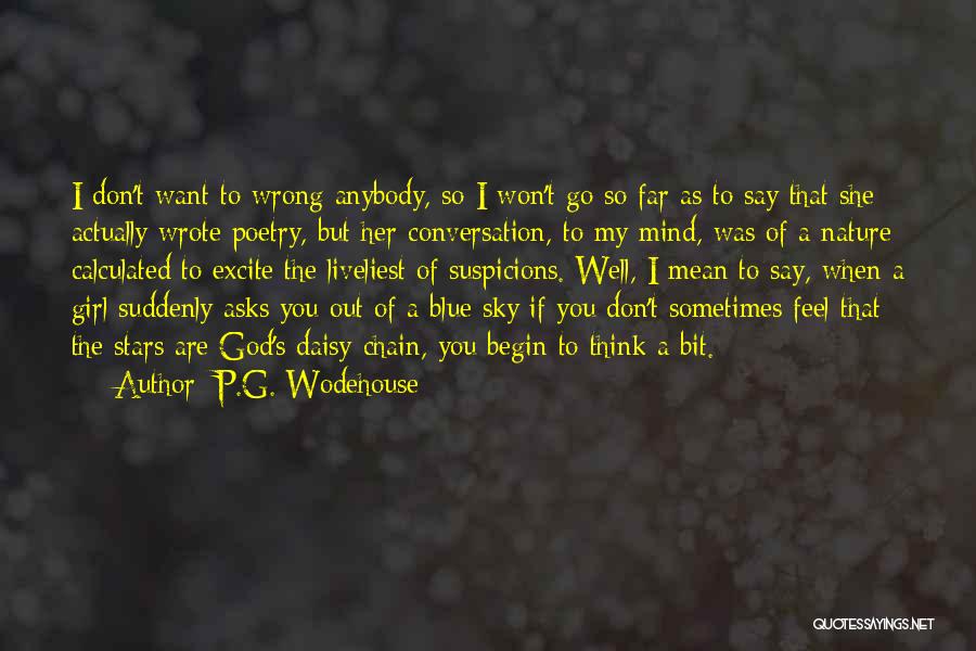 P.G. Wodehouse Quotes: I Don't Want To Wrong Anybody, So I Won't Go So Far As To Say That She Actually Wrote Poetry,