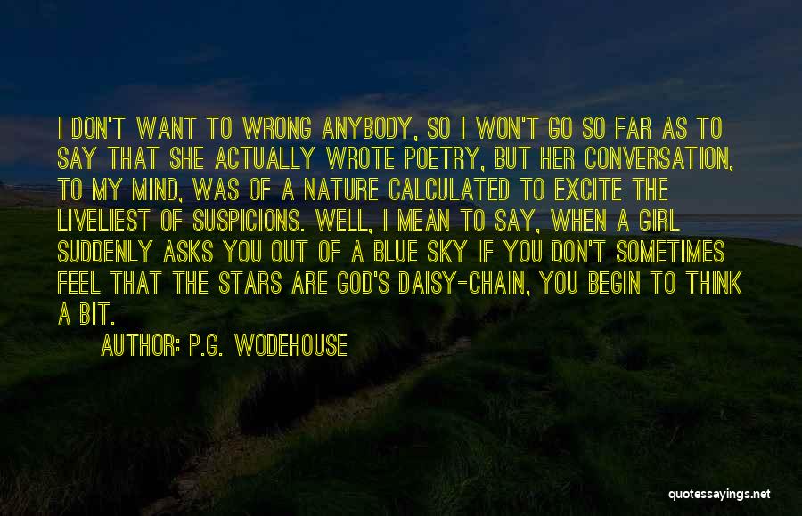 P.G. Wodehouse Quotes: I Don't Want To Wrong Anybody, So I Won't Go So Far As To Say That She Actually Wrote Poetry,