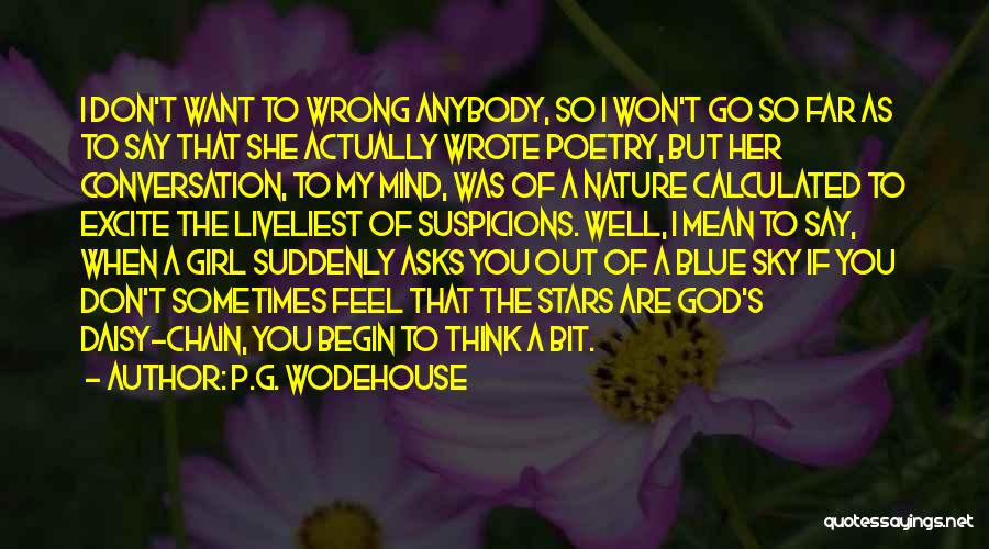 P.G. Wodehouse Quotes: I Don't Want To Wrong Anybody, So I Won't Go So Far As To Say That She Actually Wrote Poetry,