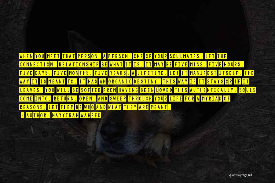 Nayyirah Waheed Quotes: When You Meet That Person. A Person. One Of Your Soulmates. Let The Connection. Relationship Be What It Is. It