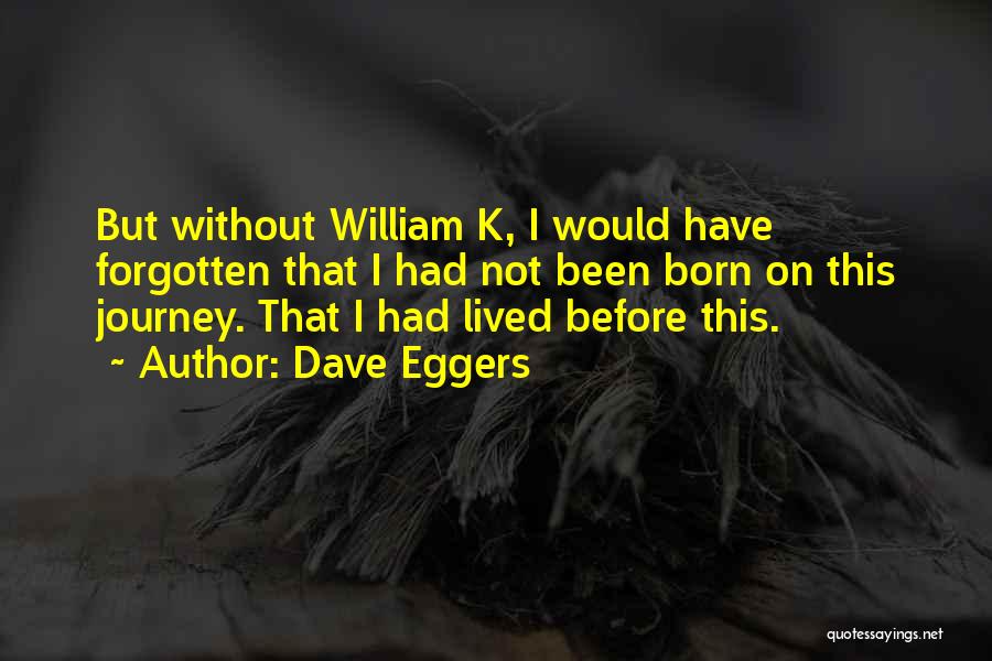 Dave Eggers Quotes: But Without William K, I Would Have Forgotten That I Had Not Been Born On This Journey. That I Had