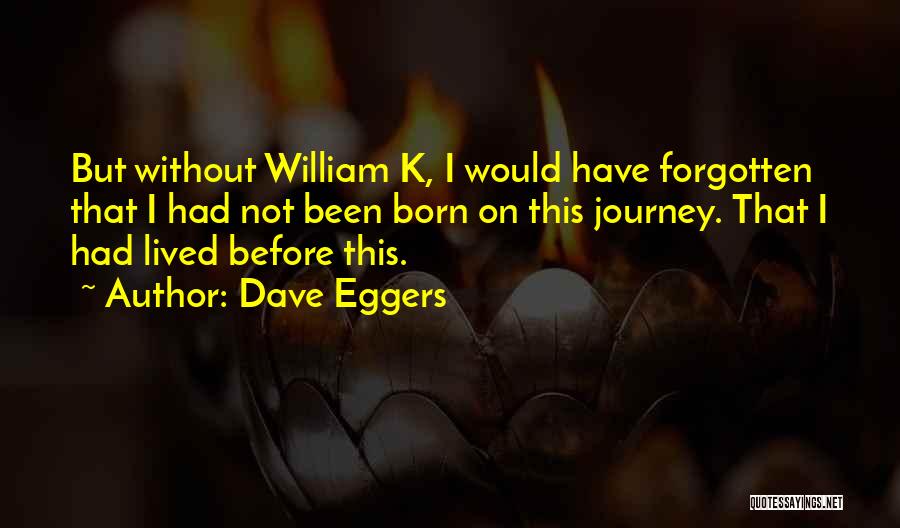 Dave Eggers Quotes: But Without William K, I Would Have Forgotten That I Had Not Been Born On This Journey. That I Had